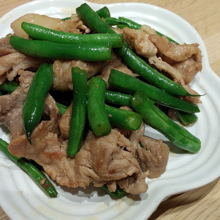 いんげん豆と豚肉の甘辛炒め